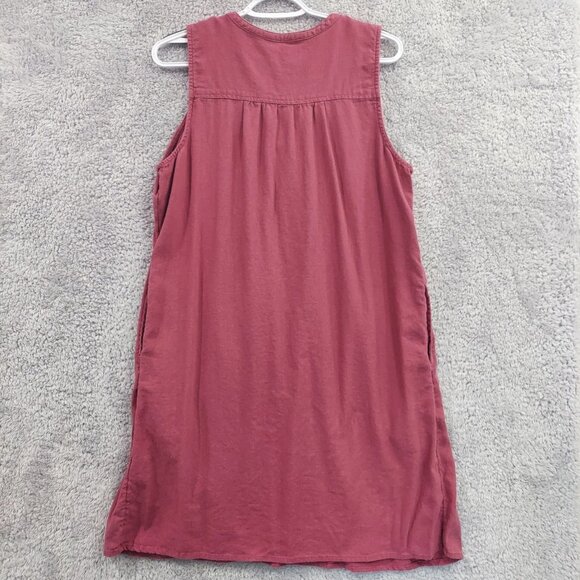 Sonoma Dress Women's Large Pink Magenta Shift Knee Length V-Neck Linen Blend - Picture 2 of 9